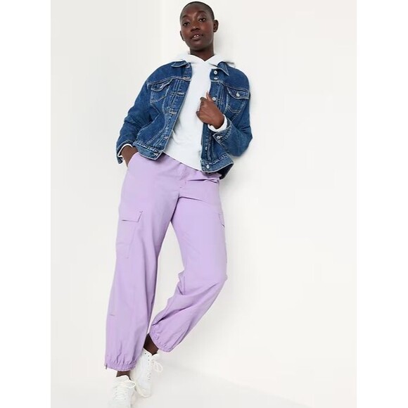 Old Navy Ankle-Zip Cargo Joggers Womens L Lavender Quick Dry Nylon NEW - Picture 4 of 9